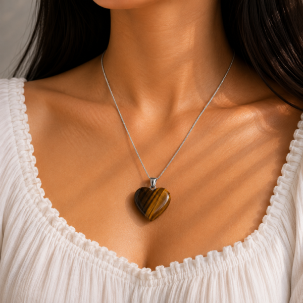 Tiger Eye Heart Pendant