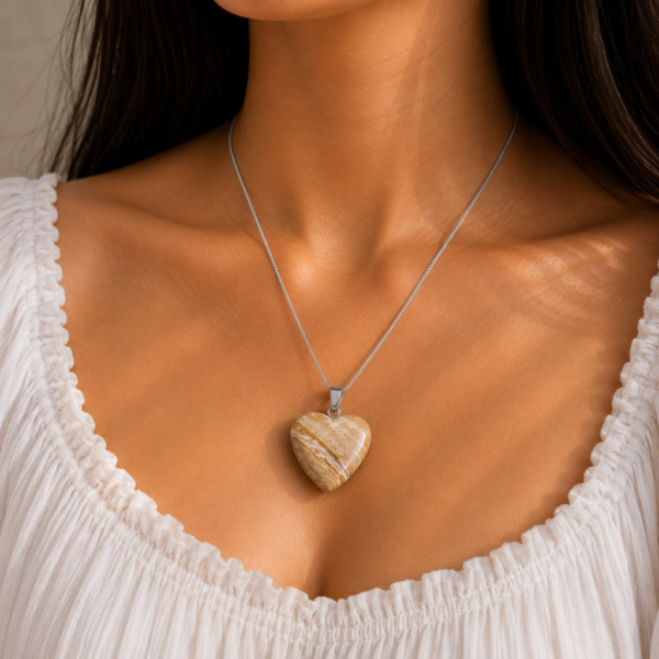 Dalmatian Jasper Heart Pendant