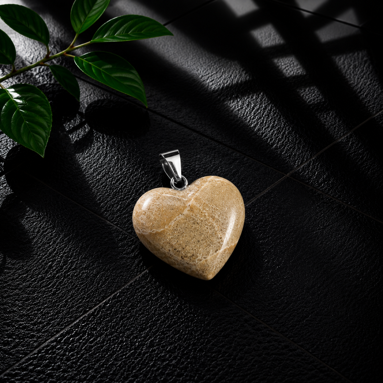 Dalmatian Jasper Heart Pendant